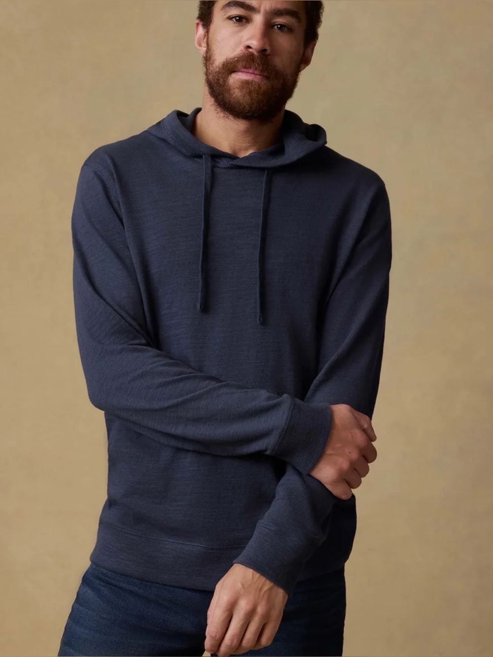 Faherty Sunwashed Organic Hoodie Long Sleeves in Blue Nights